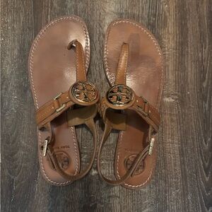 Tory Burch Tan Leather Thong Sandals